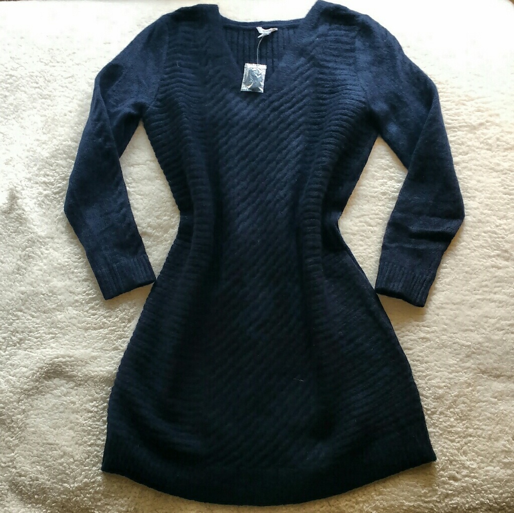 Sonoma - Long-Sleeve V-Neck Sweater Dress - Navy